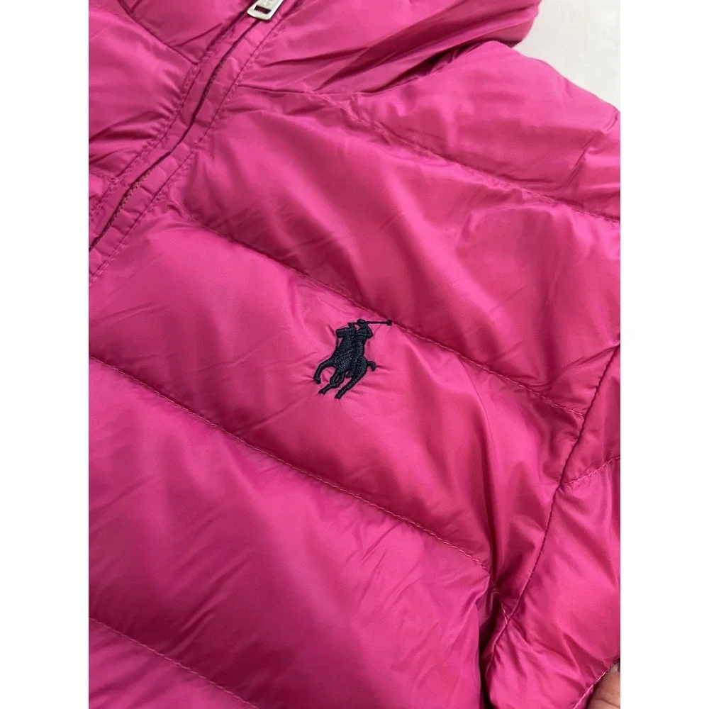 POLO‎ Ralph Lauren Kids Girls Half Zip Mock Neck Pink Puffer Jacket Sz M 5-10YRS
